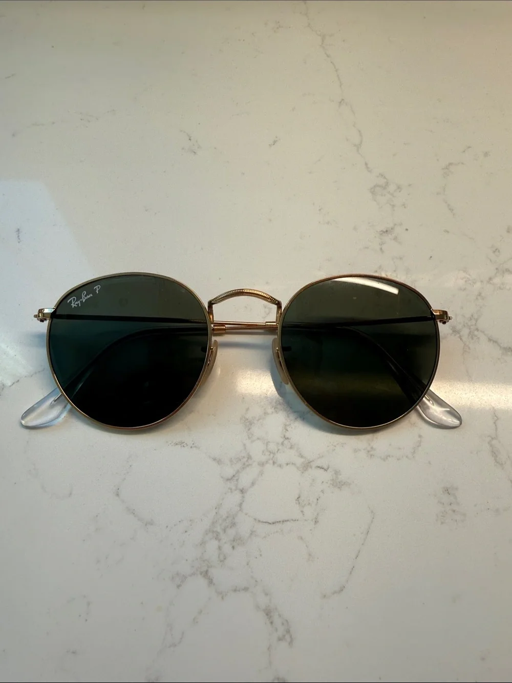 Ray-Ban Gold Frame Sunglasses with Dark Green Lenses